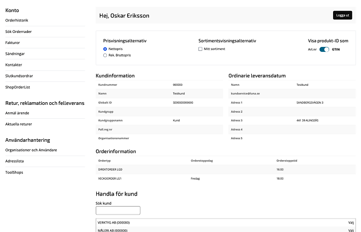 Gemensam kundportal och säljportal för Luna Toolstore